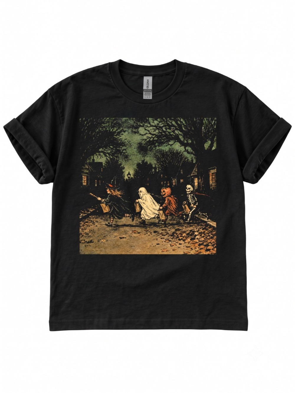 Vintage Halloween Graphic Tee, Spooky Fall T-Shirt, Gildan Black Tee